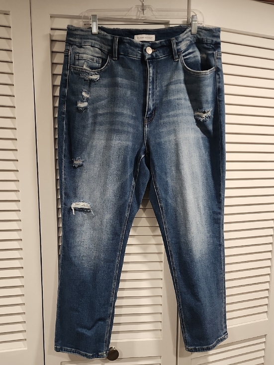 Flying Monkey Denim - Flying Monkey Women's Straight Leg Distressed Blue Jeans